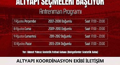 Elazığspor altyapı seçmeleri başlıyor