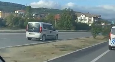 Bolu'nun Mengen ilçesinde ters şeritte tehlikeli yolculuk