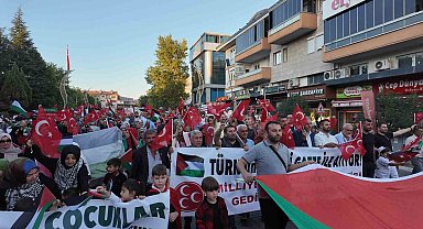 Gediz'de Filistin'e destek yürüyüşü: "Zulme karşı susmayacağız"