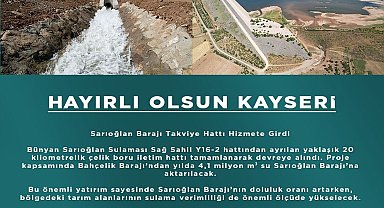 Sarıoğlan Barajı Takviye Hattı, hizmete girdi