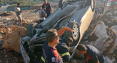 Takla atan aracın sürücüsü yaralandı